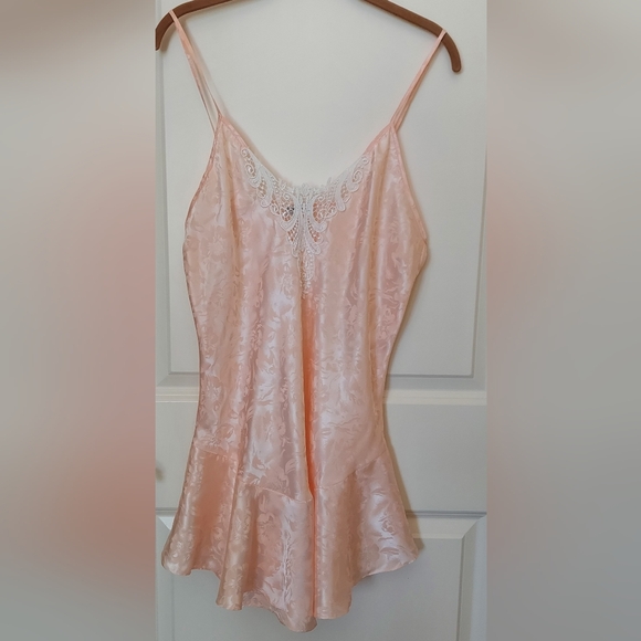 Saks Fifth Avenue Other - Saks Fifth Avenue Vintage Nightie Babydoll Chimese Lace Trim Flirty L Peach